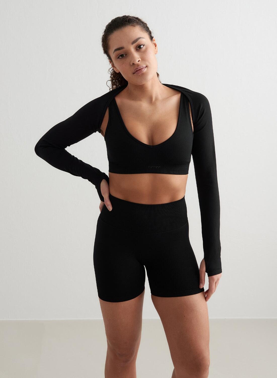 Damskie szorty wysoki stan, squat proof, invisible scrunch Shape Seamless czarne