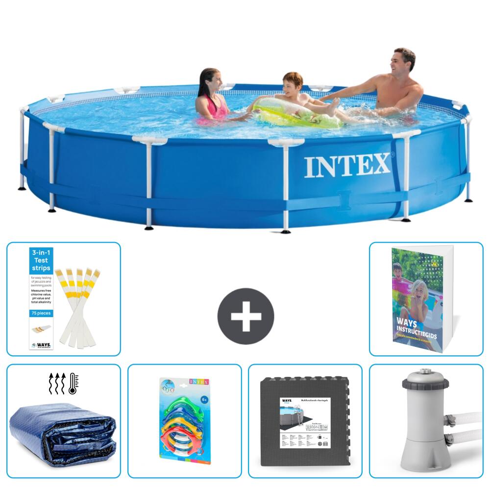 INTEX Basen ze stelażem Okrągły - 366x76 cm - 7-częściowy S3