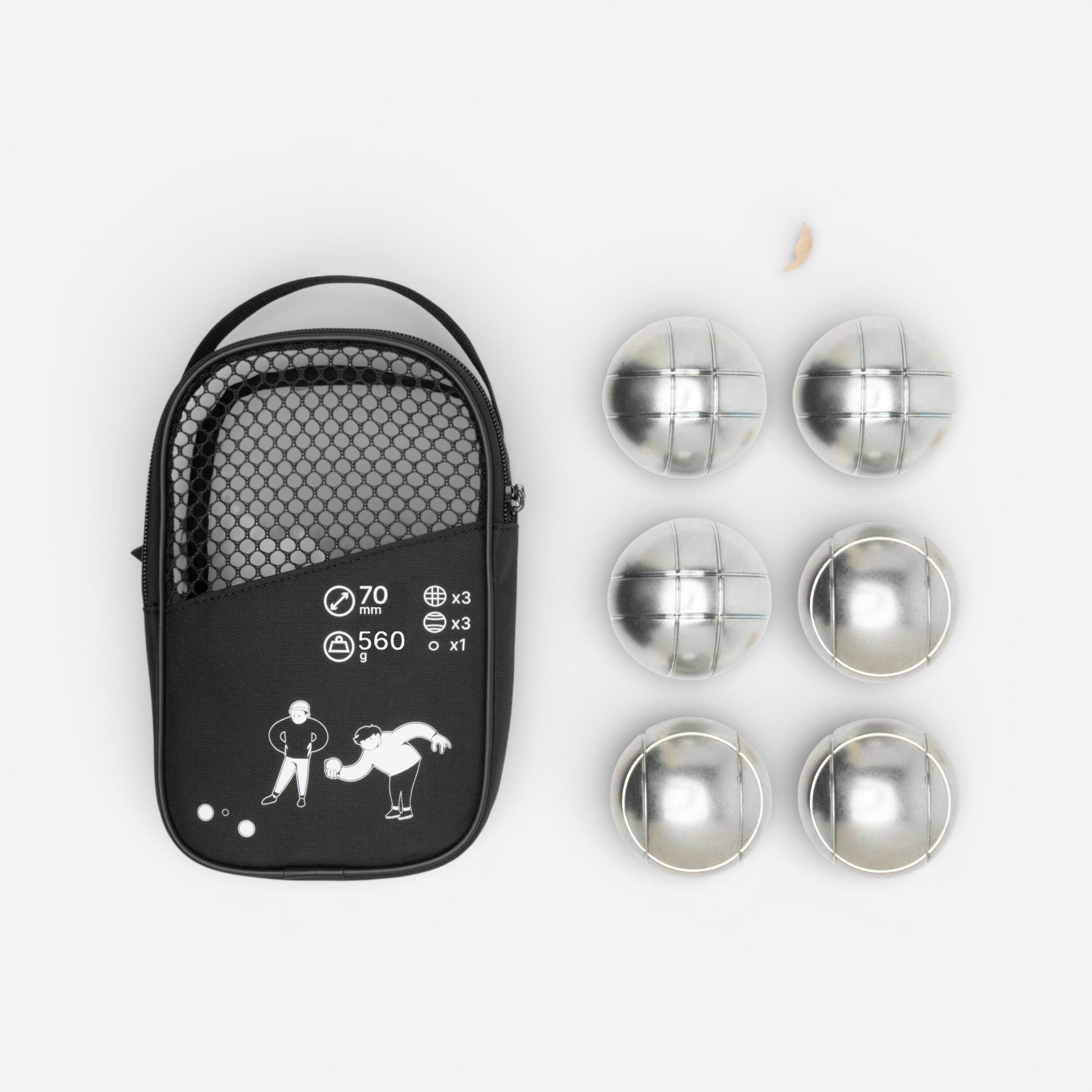 Zestaw 6 rekreacyjnych bul do petanque 100