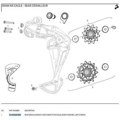 Przerzutka tylna Sram Kit Visserie Der.Arr. Sram Nx Eagle / Sx Eagle B1