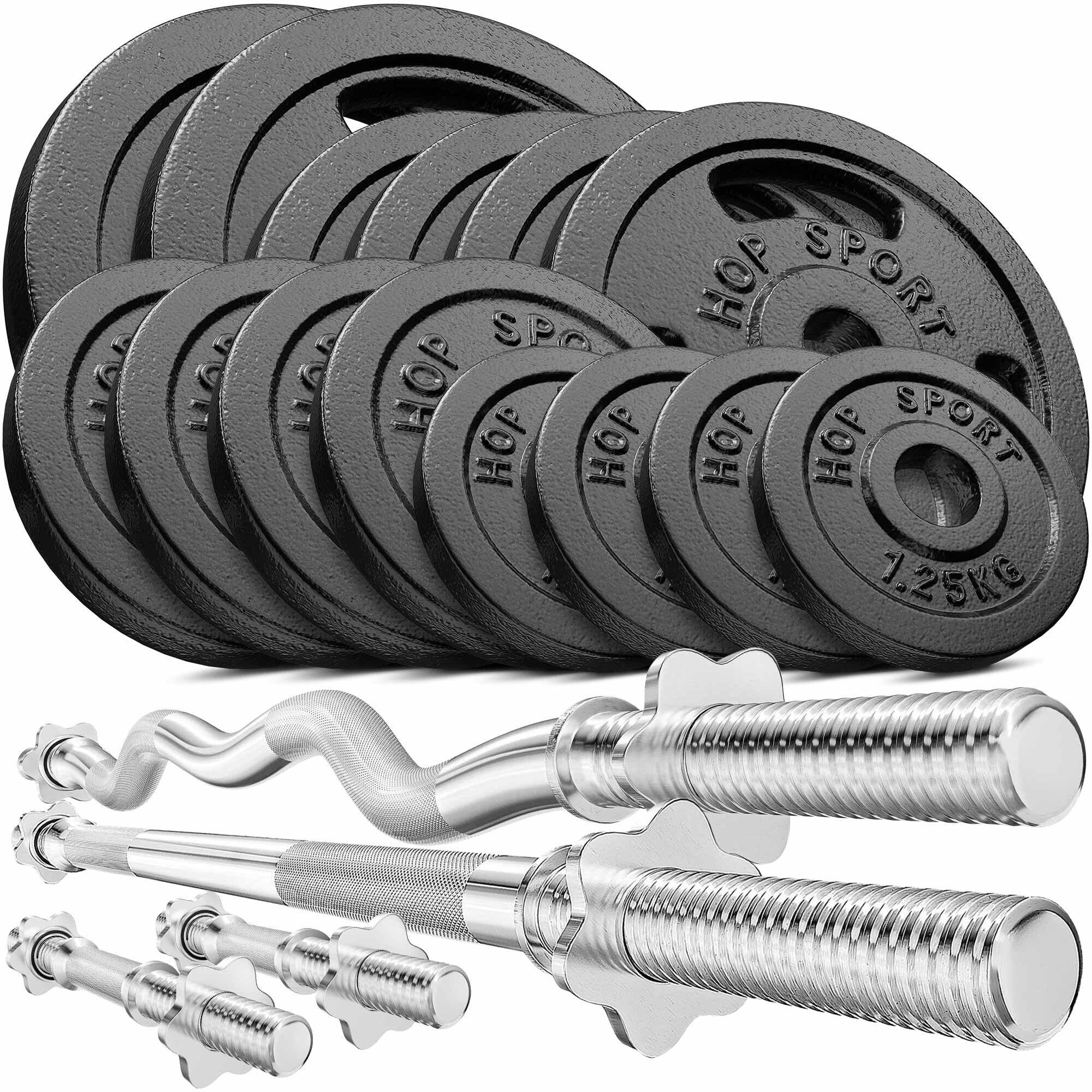 Zestaw obciążeń żeliwnych sztanga Hop-Sport Strong 76kg