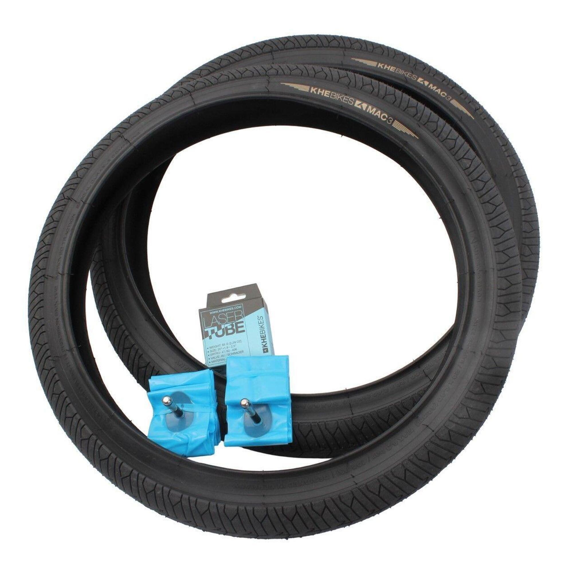 BMX opony 2x MAC3 + 2x dętki KHE LASER