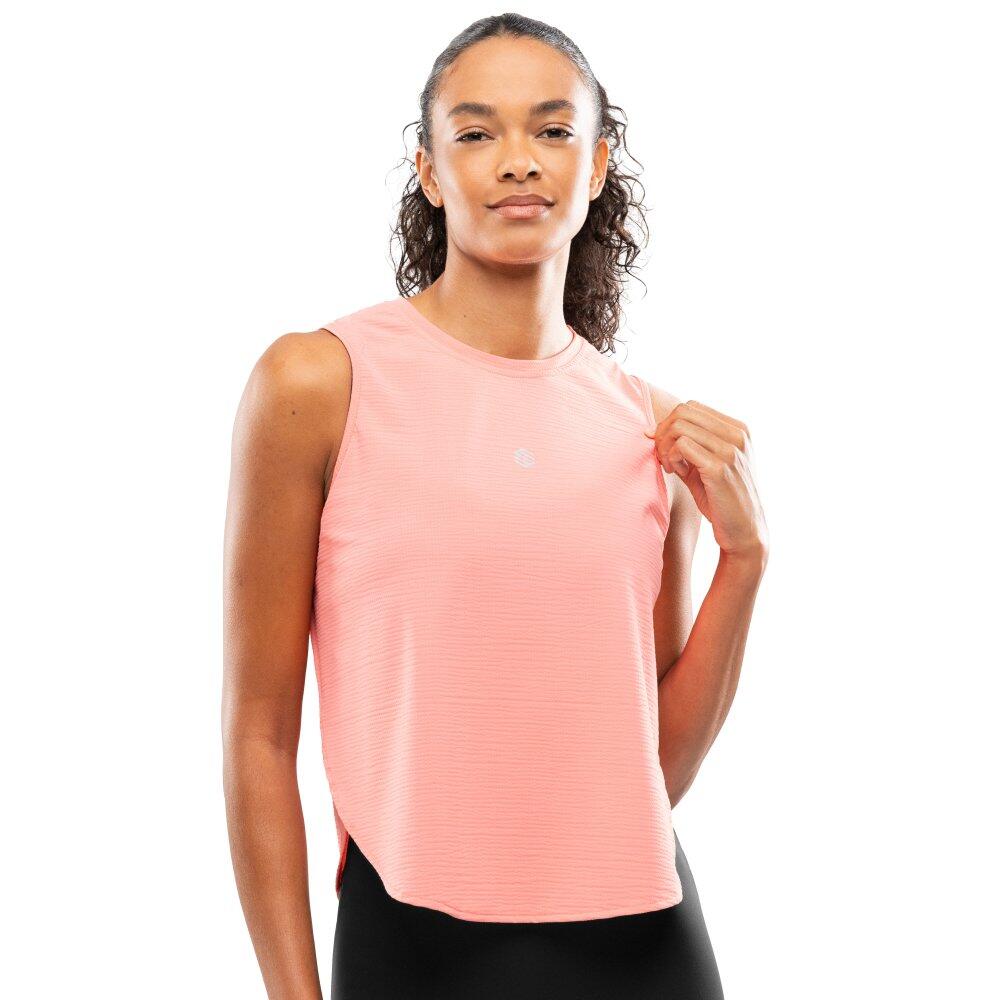 Damska koszulka do biegania bez rękawów Fitness Siroko Seine Coral Pink