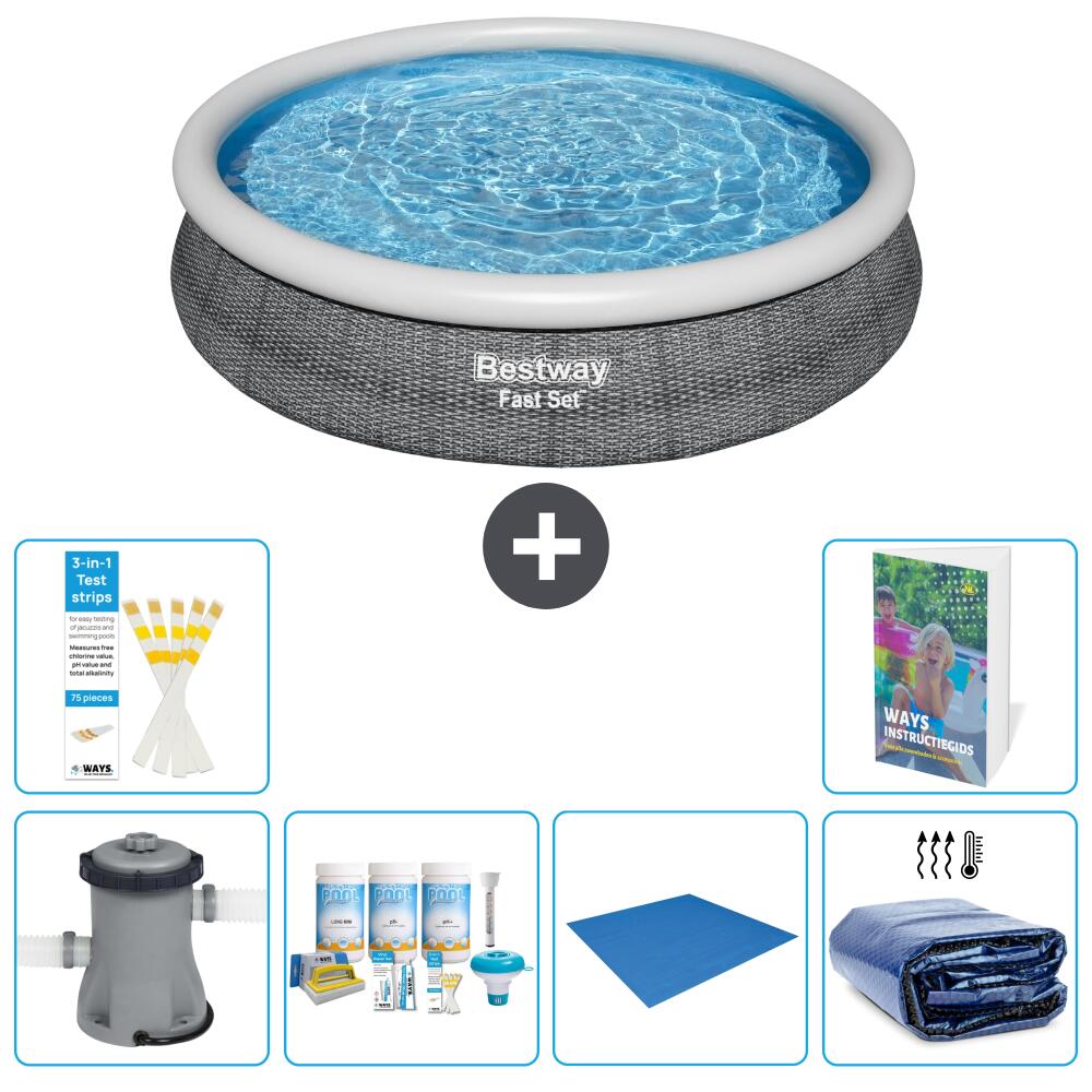 BESTWAY Basen Fast Set Okrągły - 366x76 cm - 7-częściowy S289