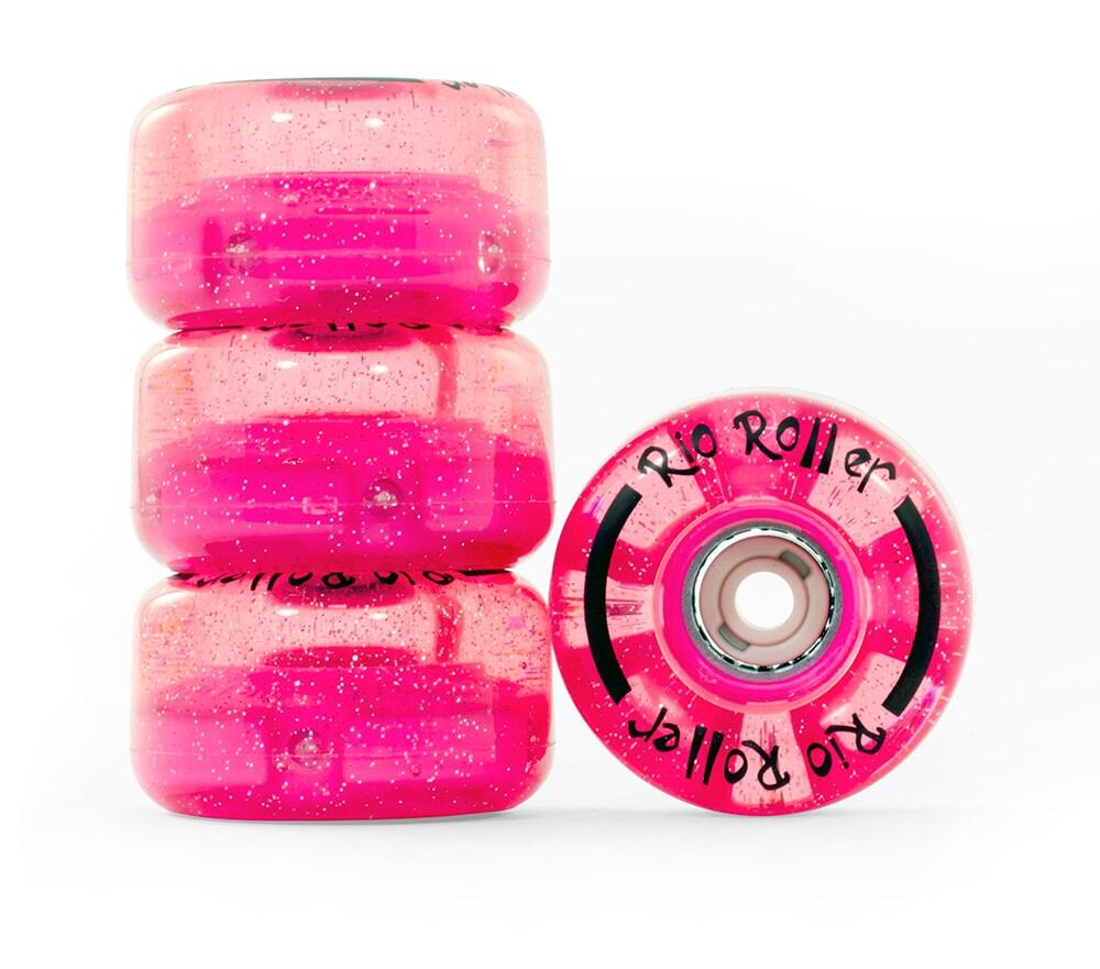 Rolki Kółka Rio Roller Light Up Kółka do Wrotek 4-pak - 58mm - Różowy