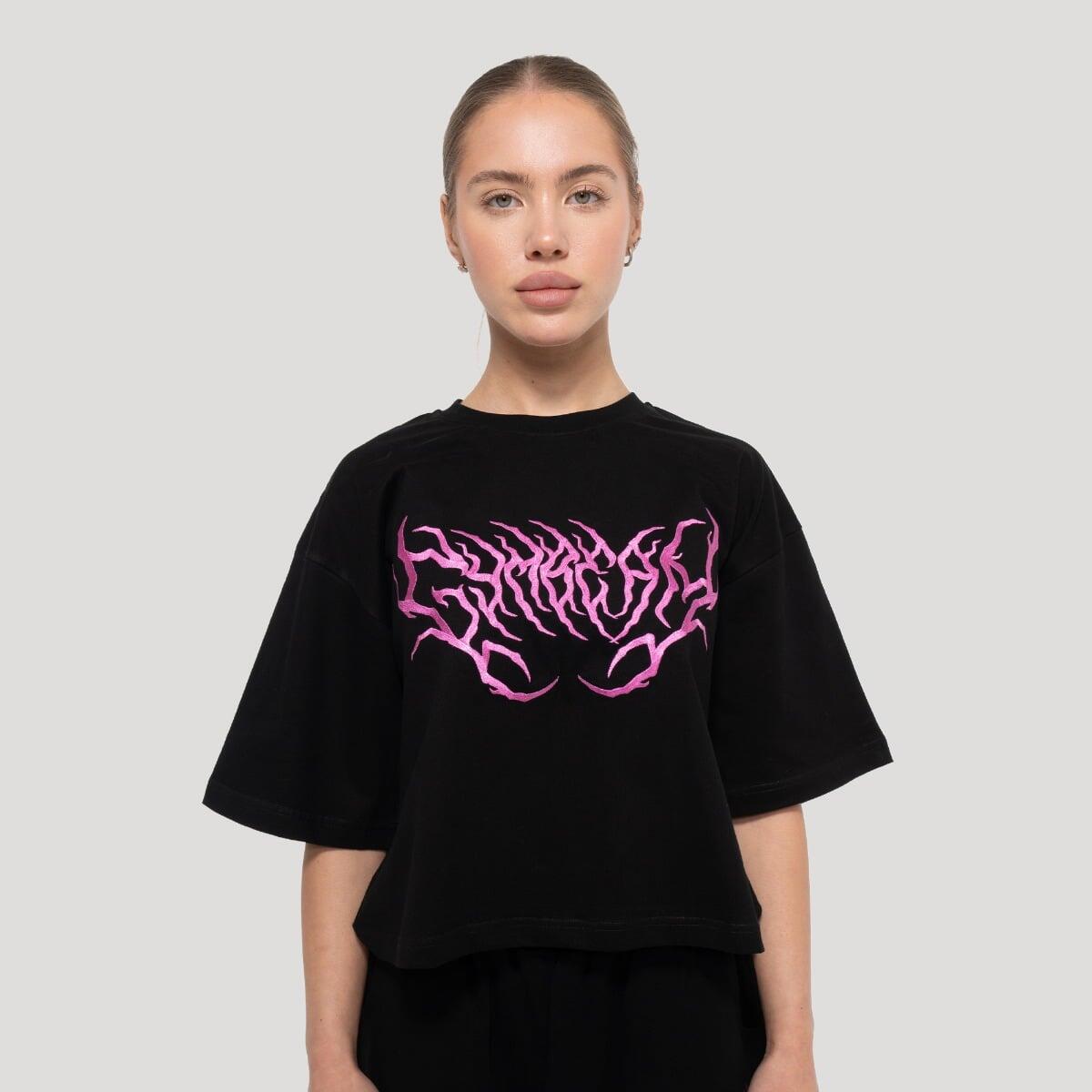 Koszulka damska fitness oversize czarna Thorn
