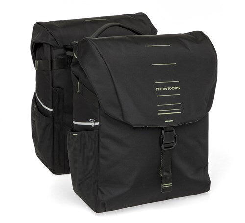 Torba rowerowa New Looxs Vigo podwójna 40 l czarno-zielona, adapter MIK 2.0