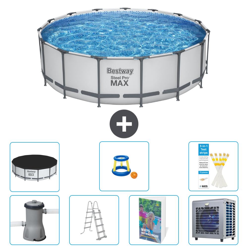 BESTWAY Basen Steel Pro MAX Okrągły - 488x122 cm - 8-częściowy S535