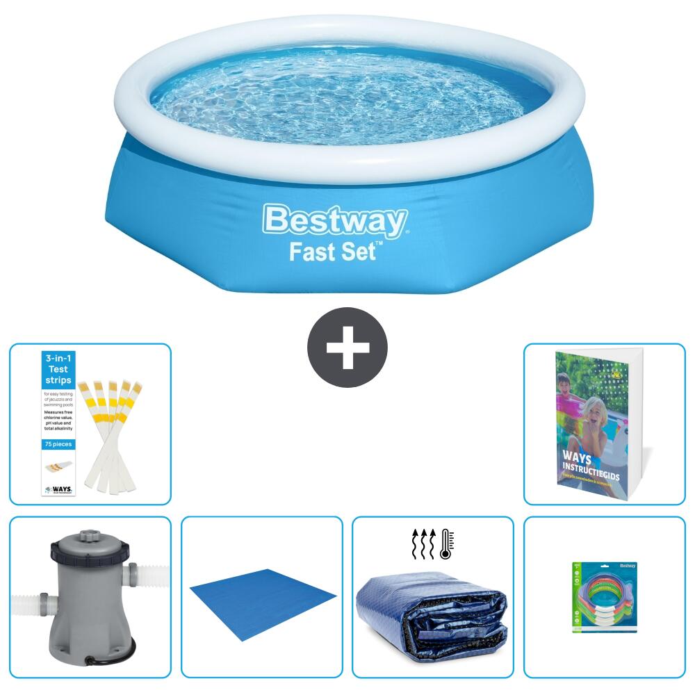 BESTWAY Basen Fast Set Okrągły - 244x61 cm - 7-częściowy S220