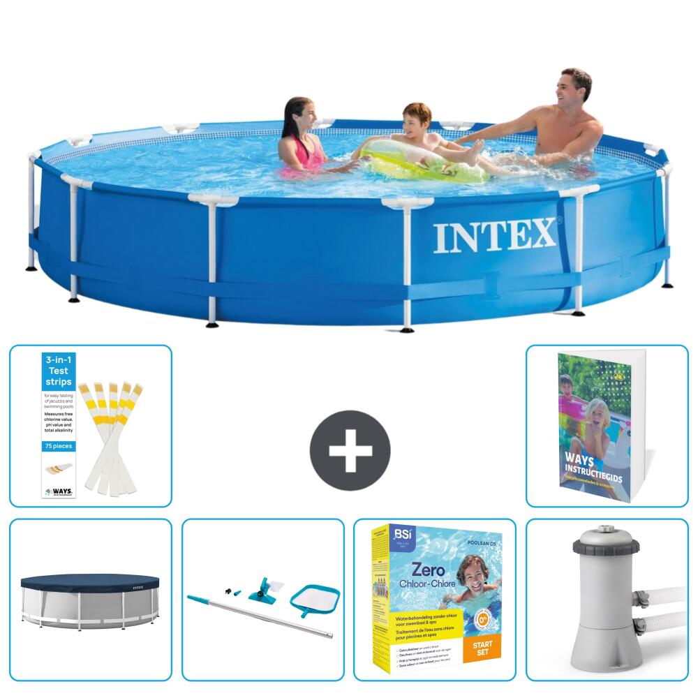 INTEX Basen ze stelażem Okrągły - 366x76 cm - 7-częściowy S28