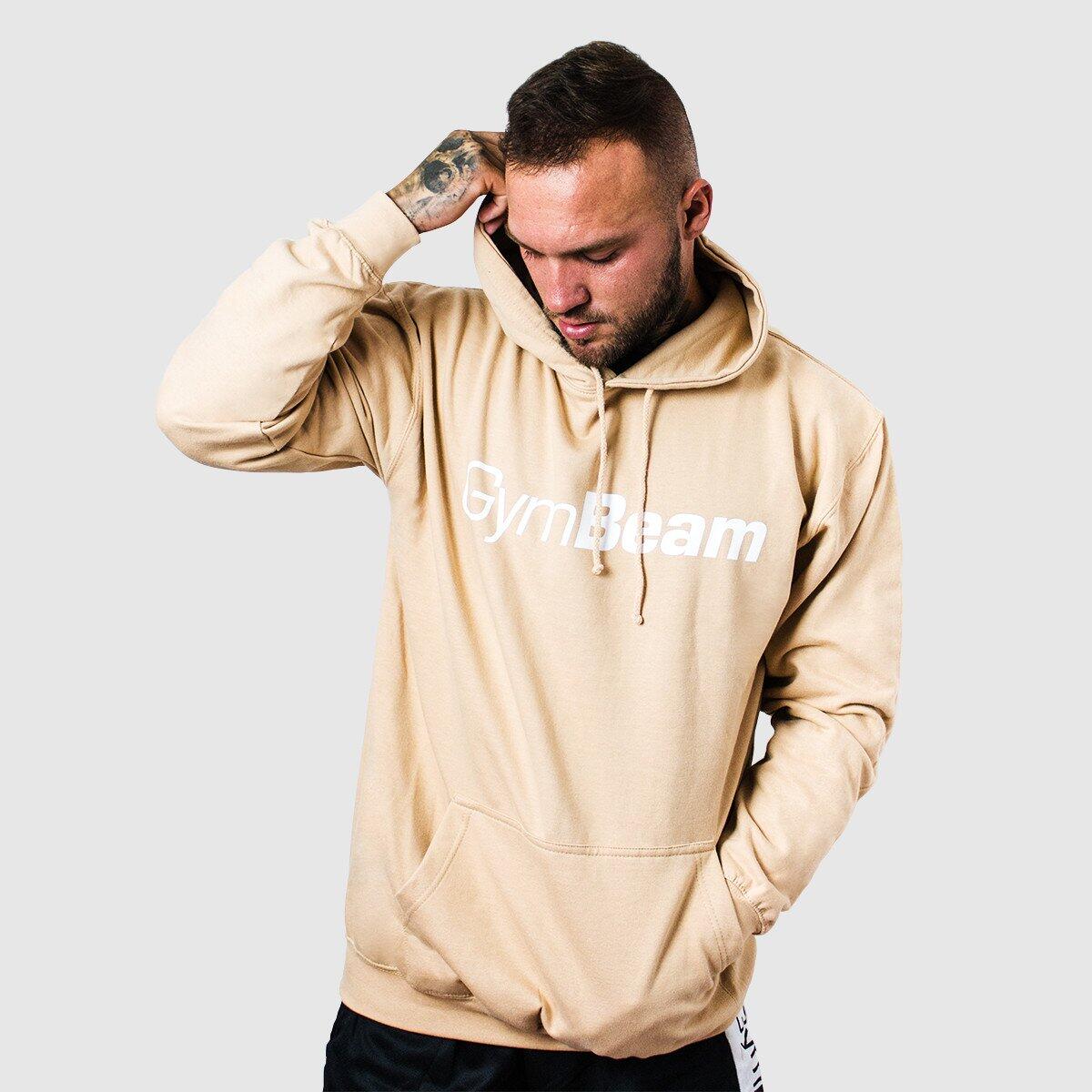 Bluza męska fitness z kapturem kremowa PRO Hoodie
