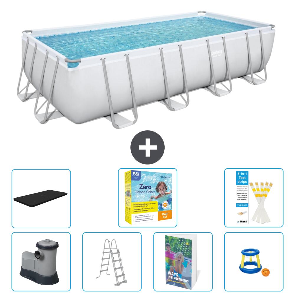BESTWAY Basen Power Steel Prostokątny - 549x274x122 cm - 8-częściowy S529