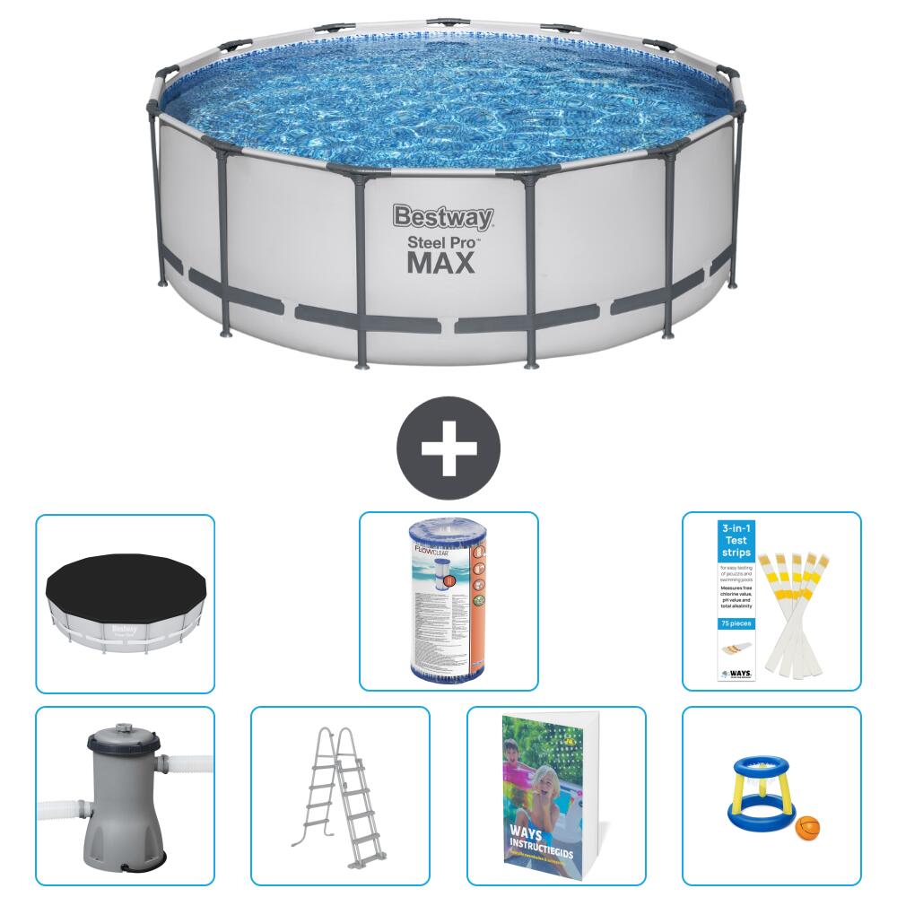 BESTWAY Basen Steel Pro MAX Okrągły - 427x84 cm - 8-częściowy S541