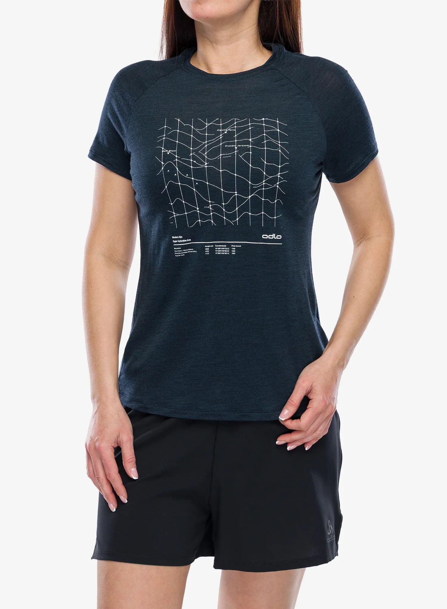 Koszulka merino damska Odlo Merino Tencel Hyper Map Crew Neck S/S