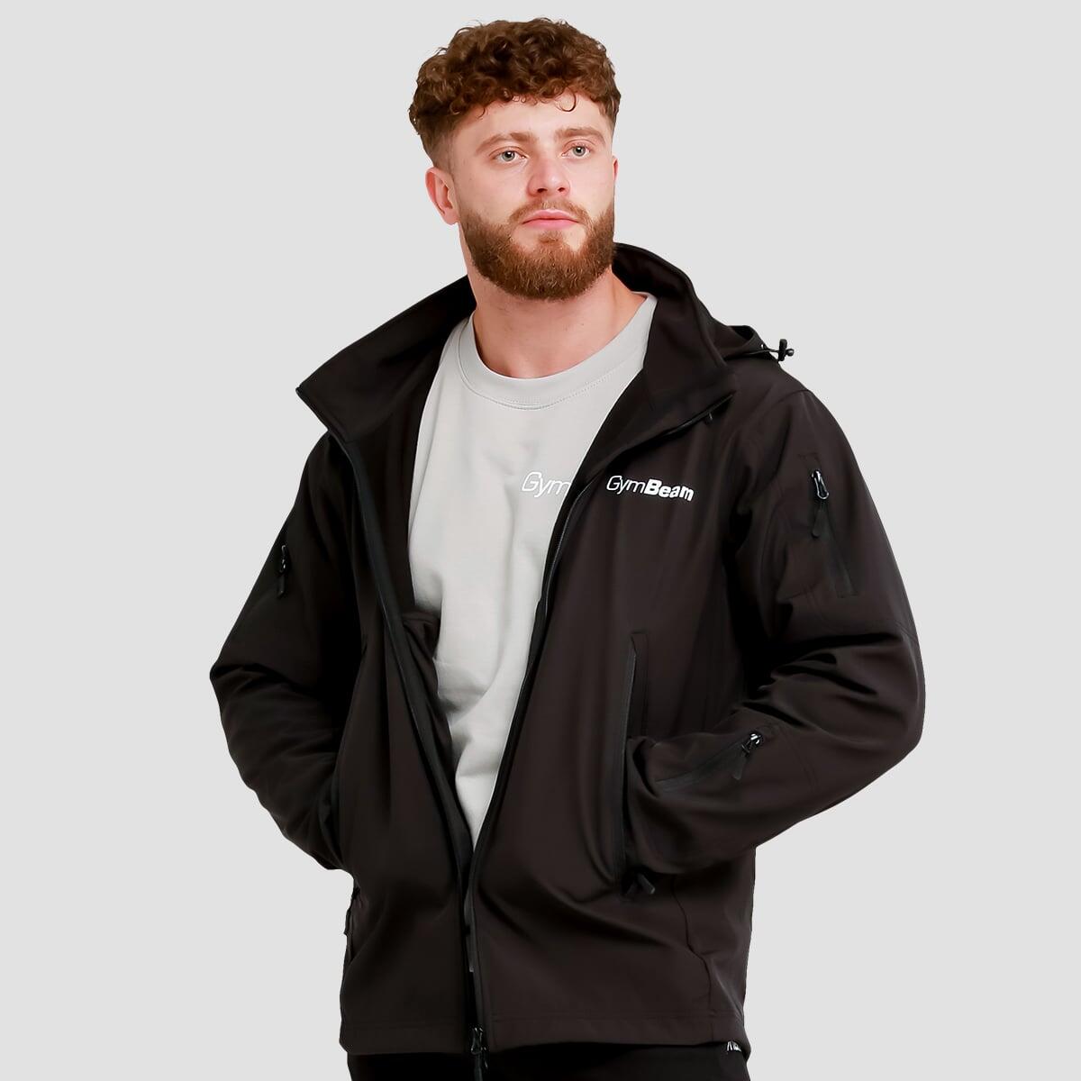 Kurtka męska turystyka softshell z kapturem czarna