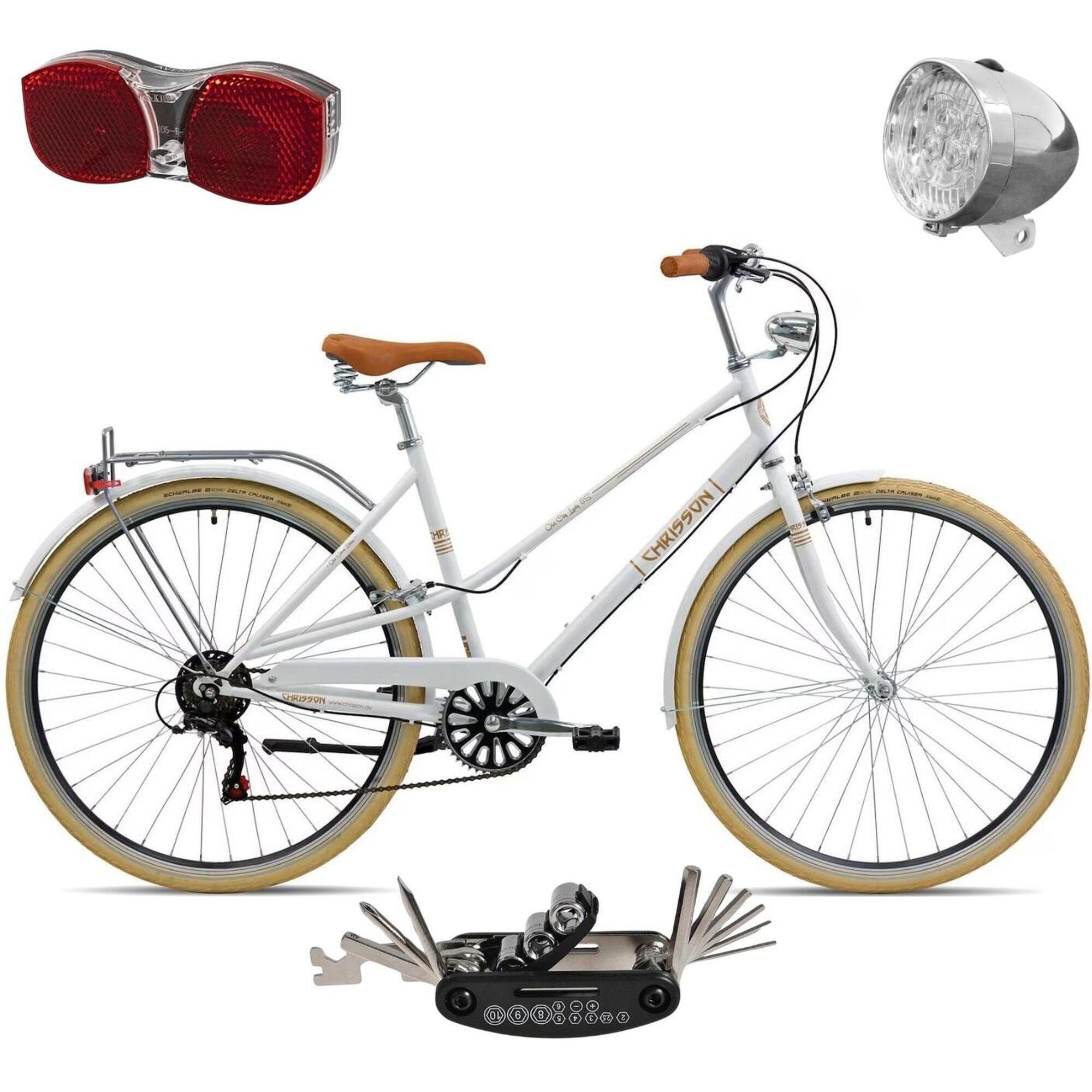 Rower Damski Miejski Koła 28 SHIMANO Błotniki Bagażnik Oświetlenie Stopka