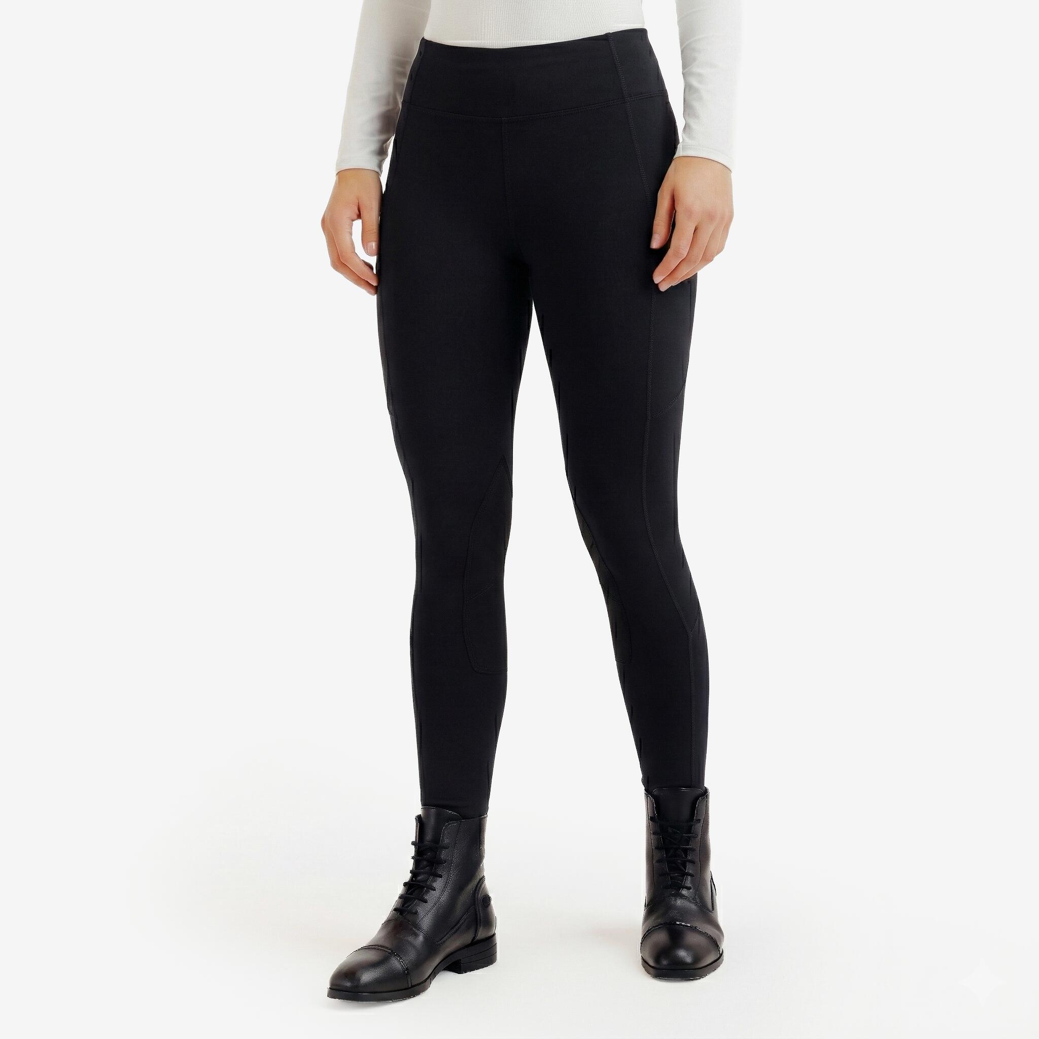 Legginsy jeździeckie damskie 100 czarne