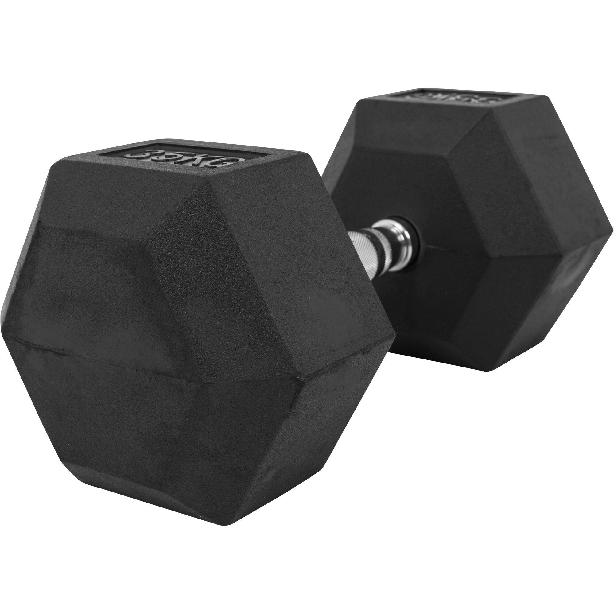 Hantla HEX 35 kg sześciokątna żeliwna gumowana Gorilla Sports
