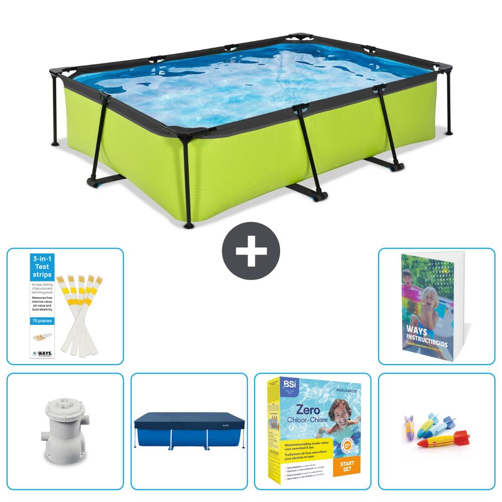 EXIT TOYS Basen Prostokątny - 300x200x65 cm - 7-częściowy S231