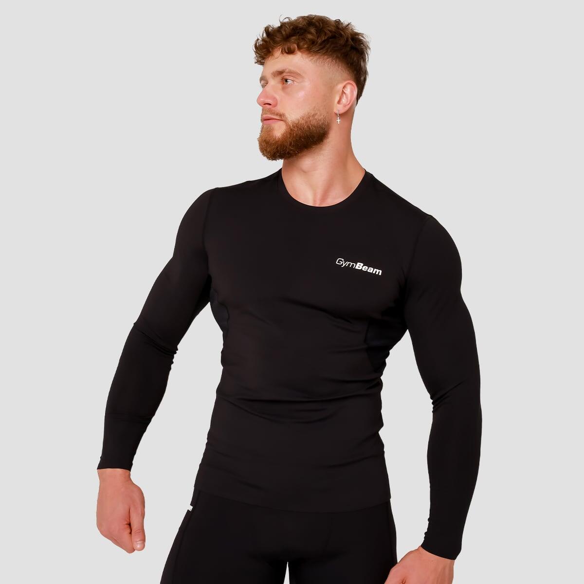 Koszulka męska fitness z długim rękawem kompresyjna czarna High