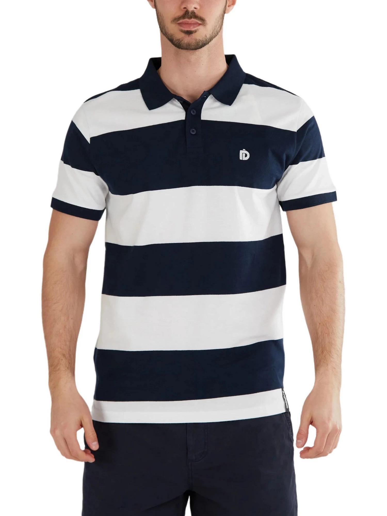 T-shirt męski Fundango Incognito Stripe z kołnierzykiem