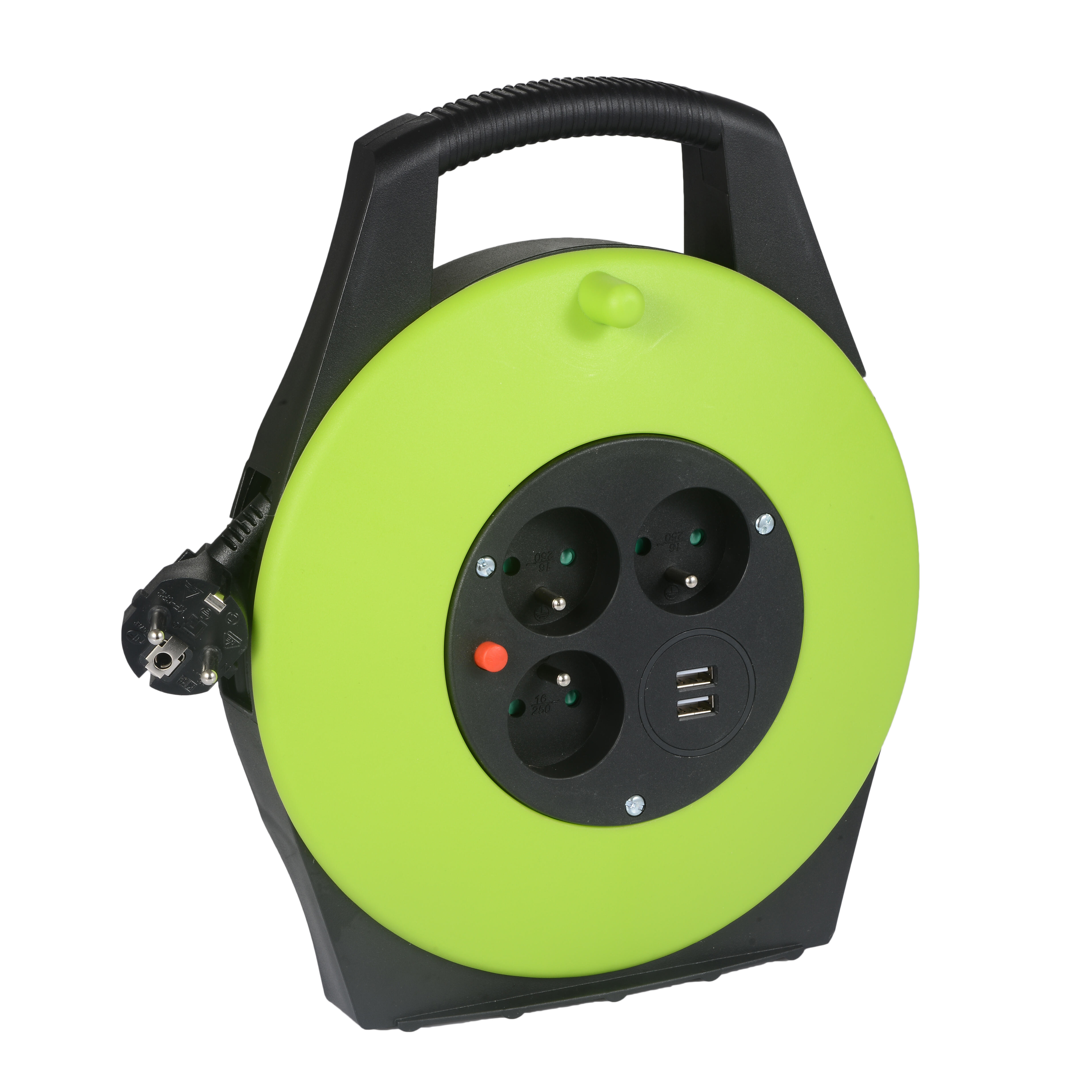 Przedłużacz bębnowy Germina 10m 3x1 5mm2 3gn Z/0 + USB 16A IP20 1szt