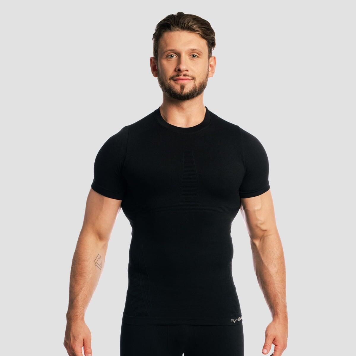 Koszulka męska fitness bezszwowa slim czarna Fuse