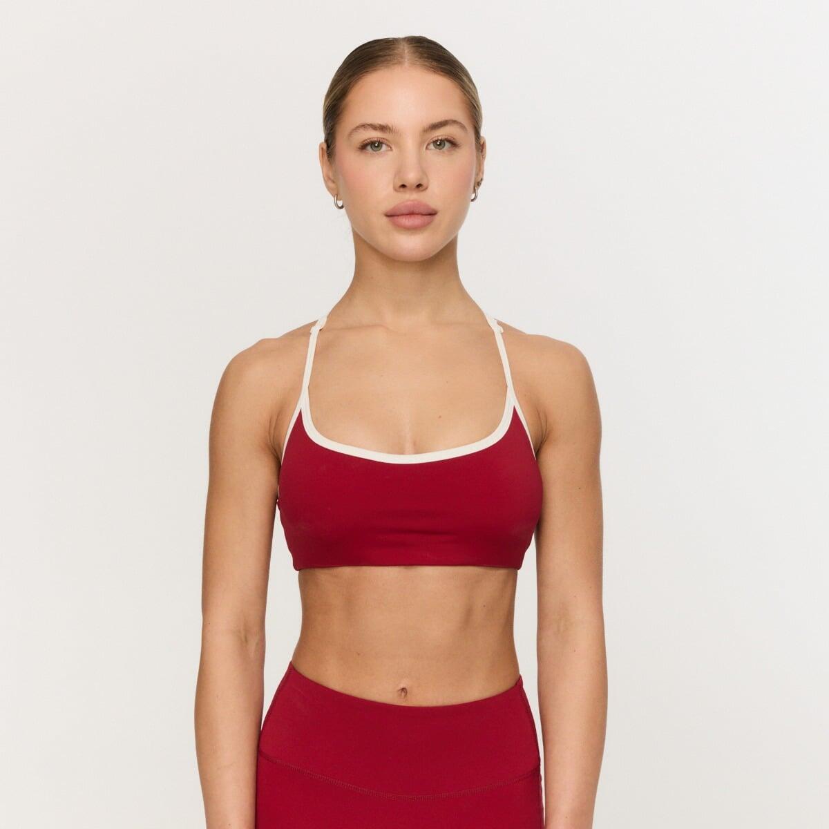 Biustonosz sportowy damski fitness czerwony Varsity