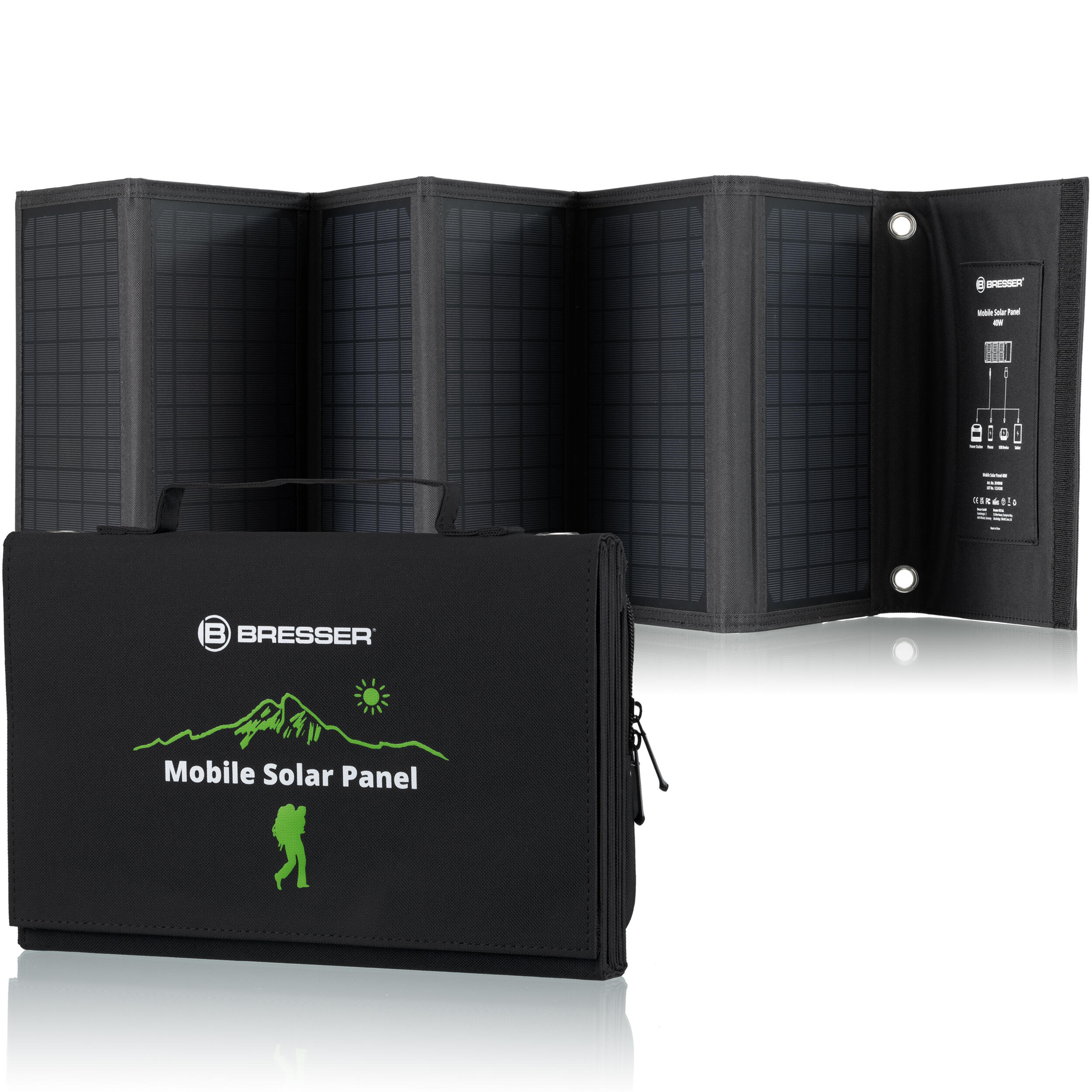 Przenośna ładowarka słoneczna BRESSER 40 W z przyłączem USB i DC