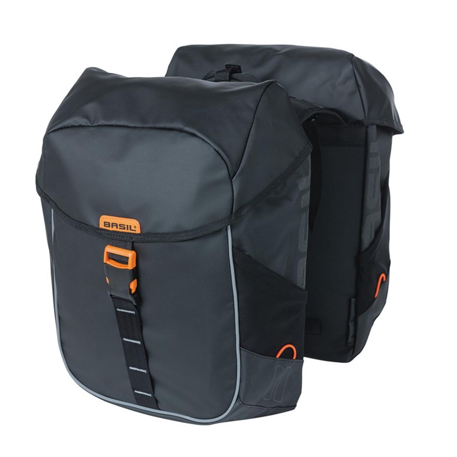 Basil Miles Tarpaulin podwójna torba rowerowa 34 L czarno/pomarańczowa