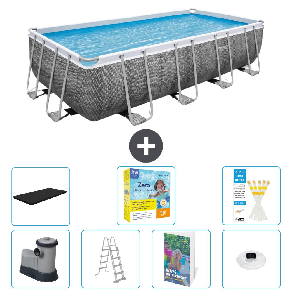 BESTWAY Basen Power Steel Prostokątny - 549x274x122 cm - 8-częściowy S526