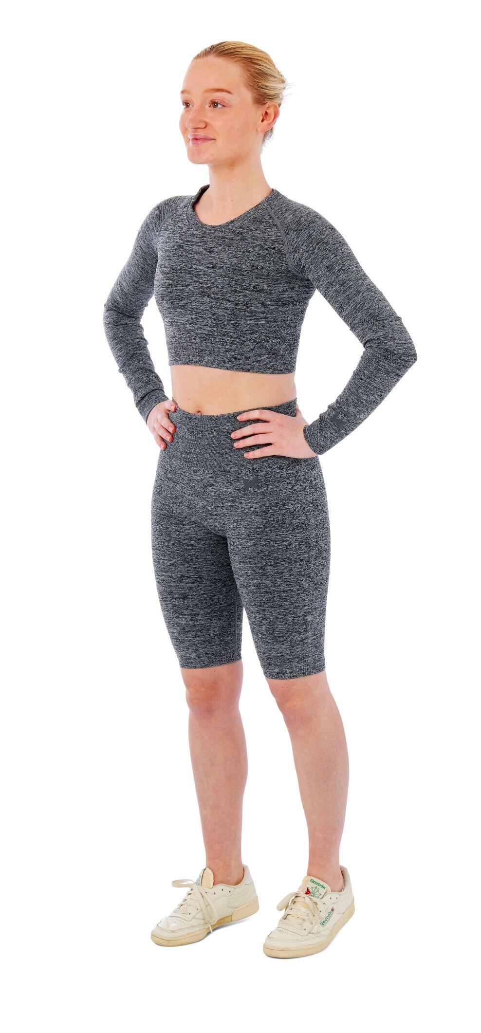 Damski zestaw sportowy Xtreme - krótkie spodenki + sportowy Croptop - Antracyt