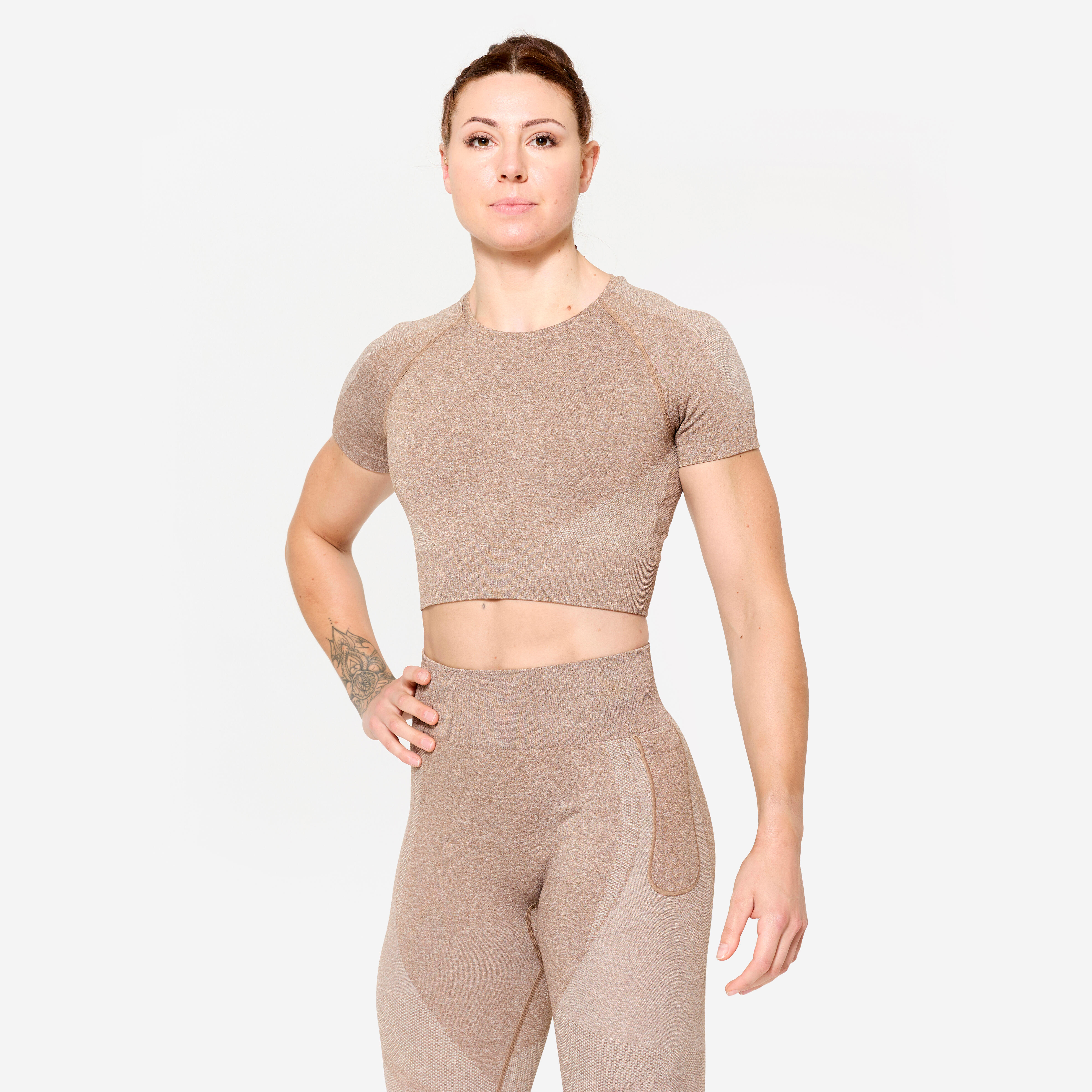 Koszulka fitness damska Domyos krótki rękaw crop top