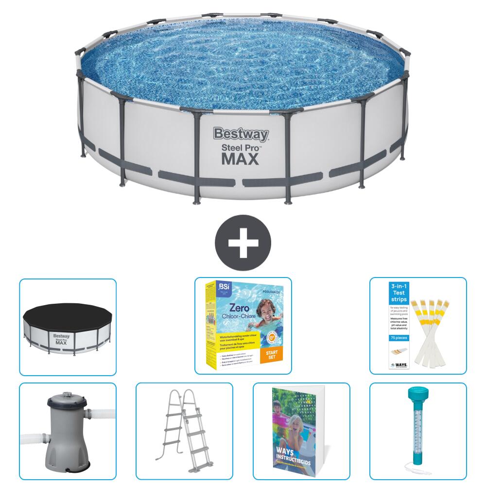 BESTWAY Basen Steel Pro MAX Okrągły - 427x122 cm - 8-częściowy S532