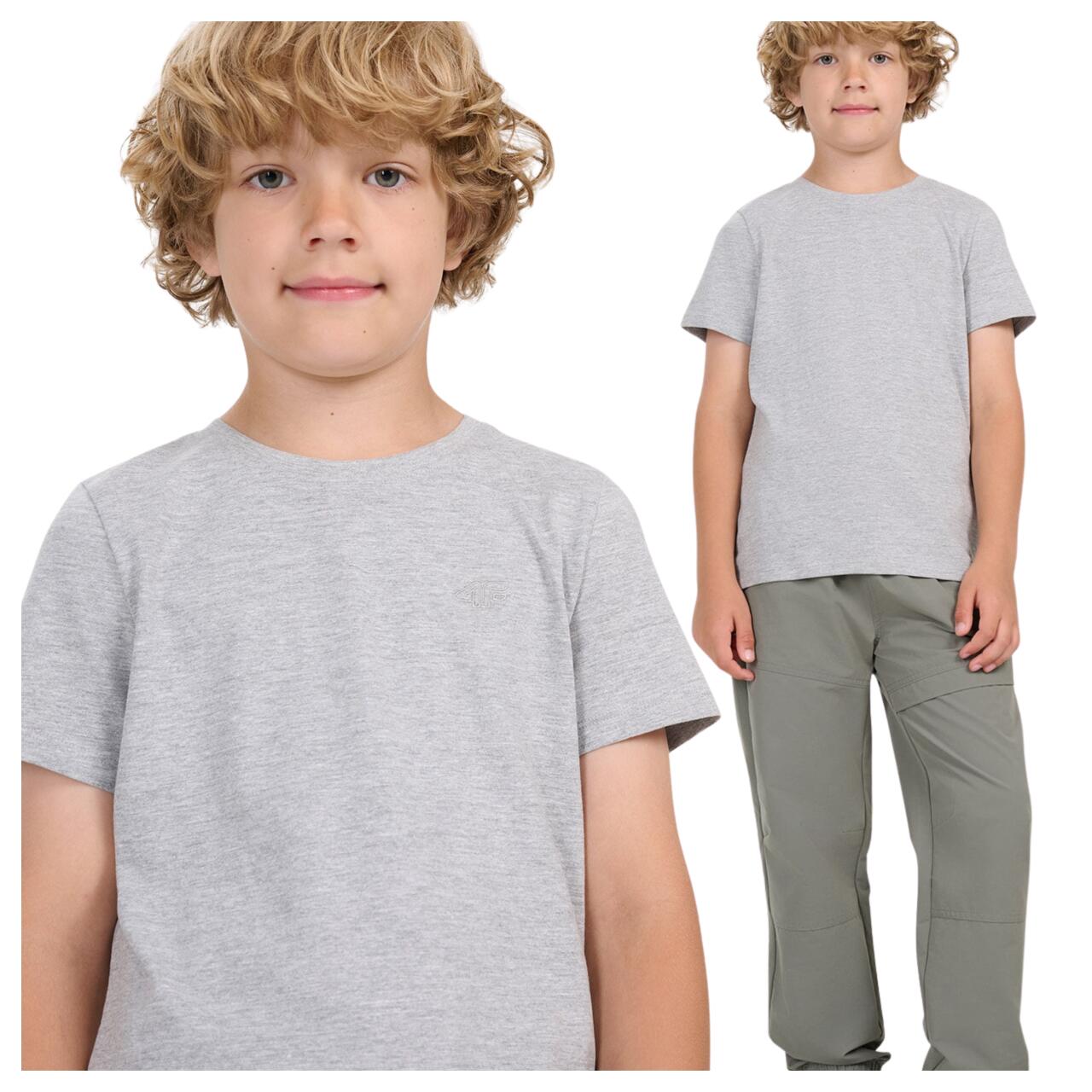 T-shirt chłopięcy bez nadruku 4F 4FJWMM00TTSHM2330