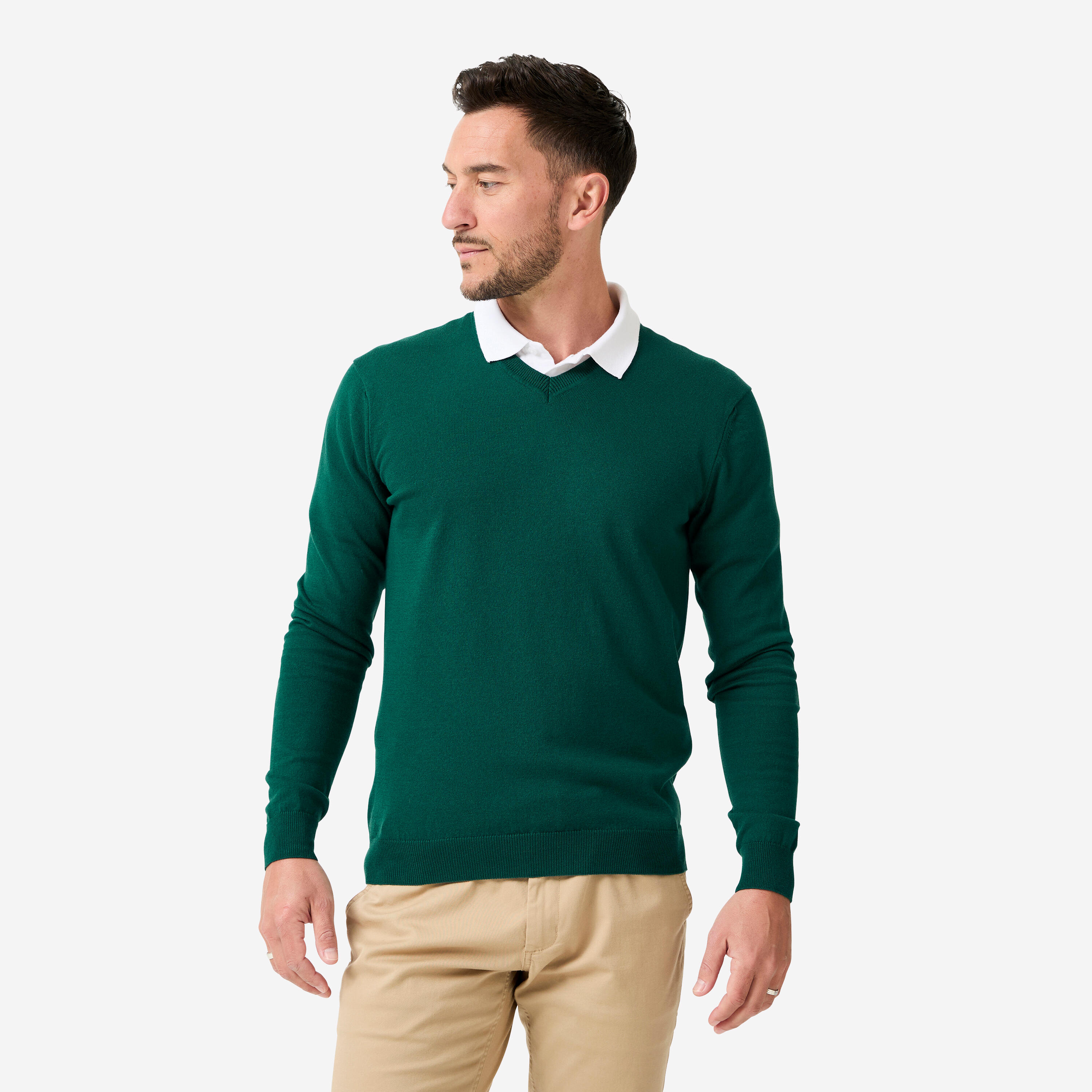 Sweter do golfa męski Inesis MW100 dekolt w serek