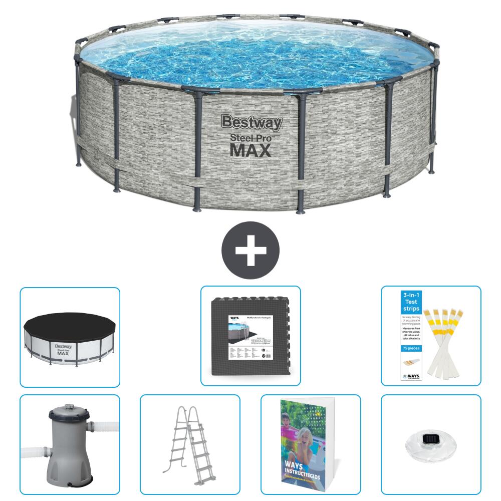 BESTWAY Basen Steel Pro MAX Okrągły - 427x122 cm - 8-częściowy S608