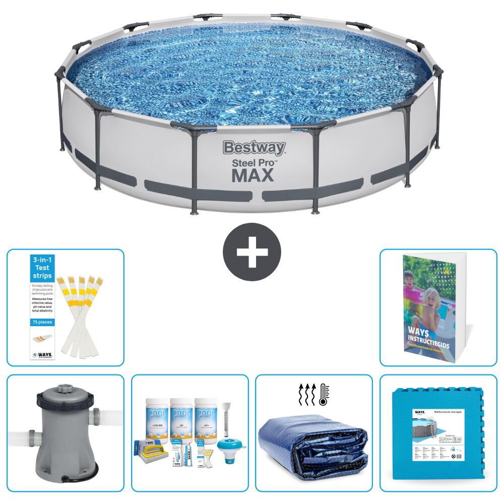 BESTWAY Basen Steel Pro MAX Okrągły - 366x76 cm - 7-częściowy S188
