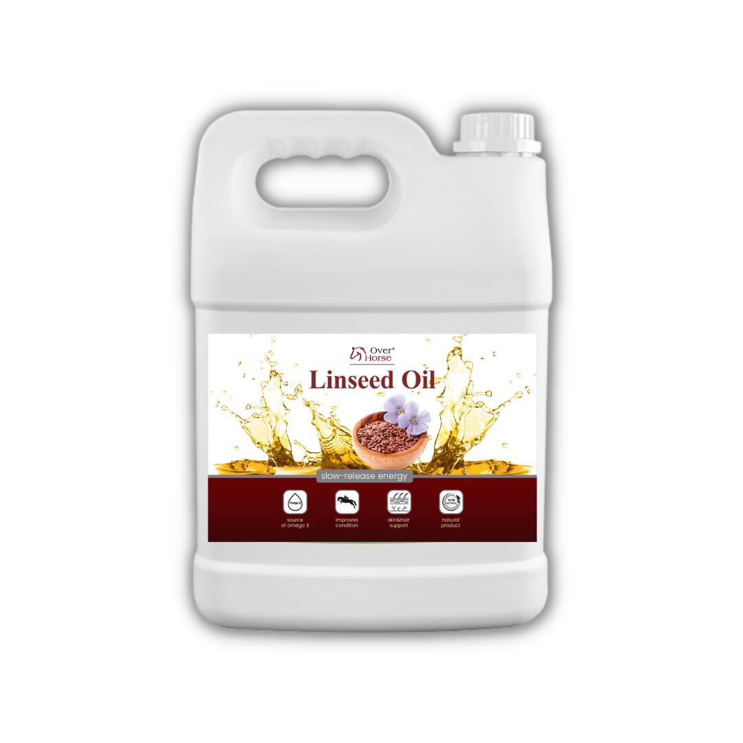 Olej lniany na zimno tłoczony dla koni Linseed Oil 5L Over Horse