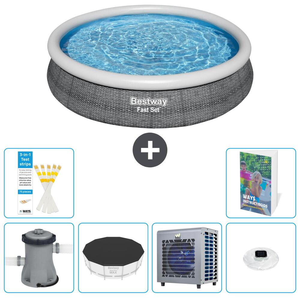 BESTWAY Basen Fast Set Okrągły - 366x76 cm - 7-częściowy S175