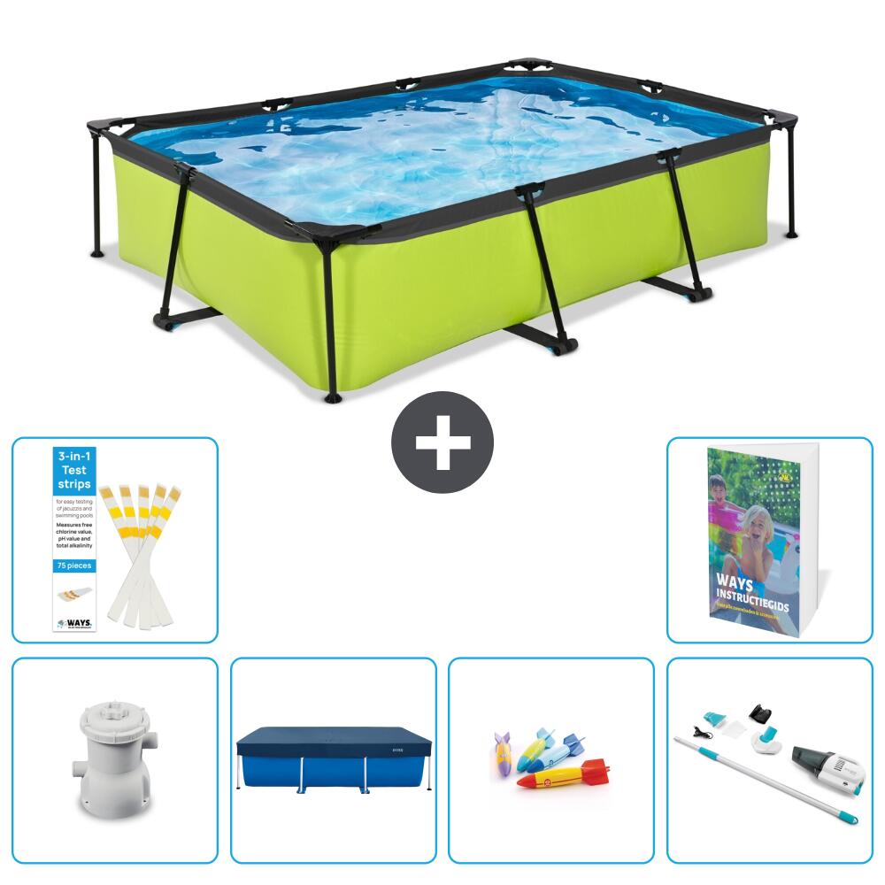 EXIT TOYS Basen Prostokątny - 300x200x65 cm - 7-częściowy S269