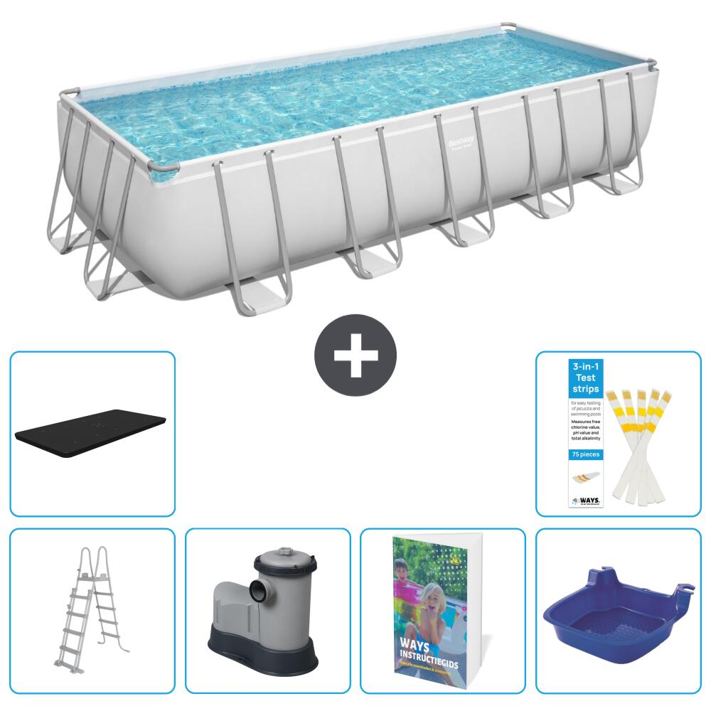 BESTWAY Basen Power Steel Prostokątny - 640x274x132 cm - 7-częściowy S662