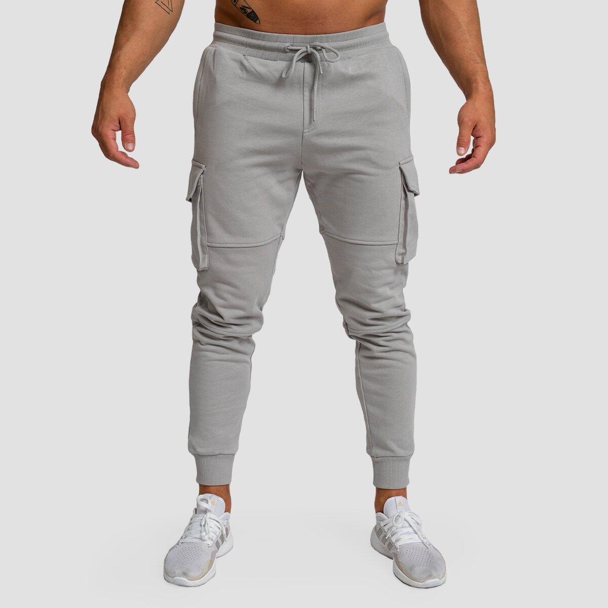 Joggery męskie slim fit z kieszeniami szare TRN