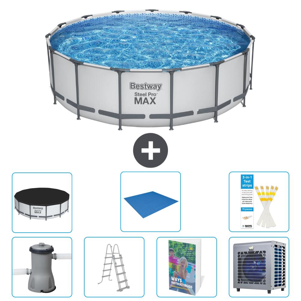 BESTWAY Basen Steel Pro MAX Okrągły - 488x122 cm - 8-częściowy S626