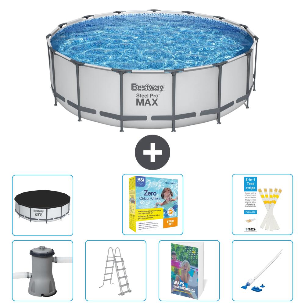 BESTWAY Basen Steel Pro MAX Okrągły - 488x122 cm - 8-częściowy S544