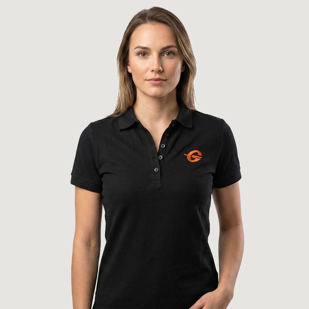 Koszulka damska fitness regular czarna Polo