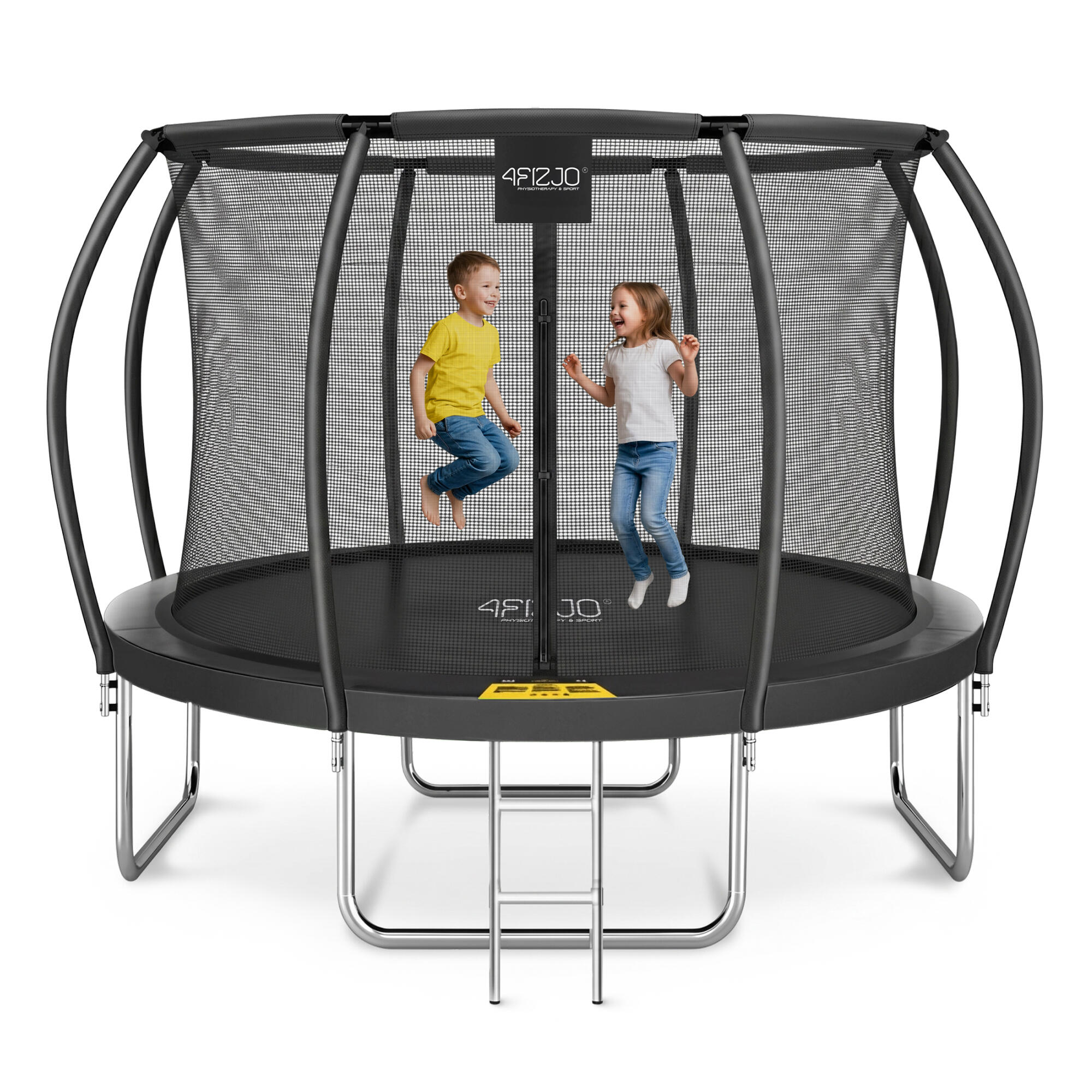 Trampolina ogrodowa dla dzieci 4FIZJO PRO z siatką ochronną 366cm 12FT czarna
