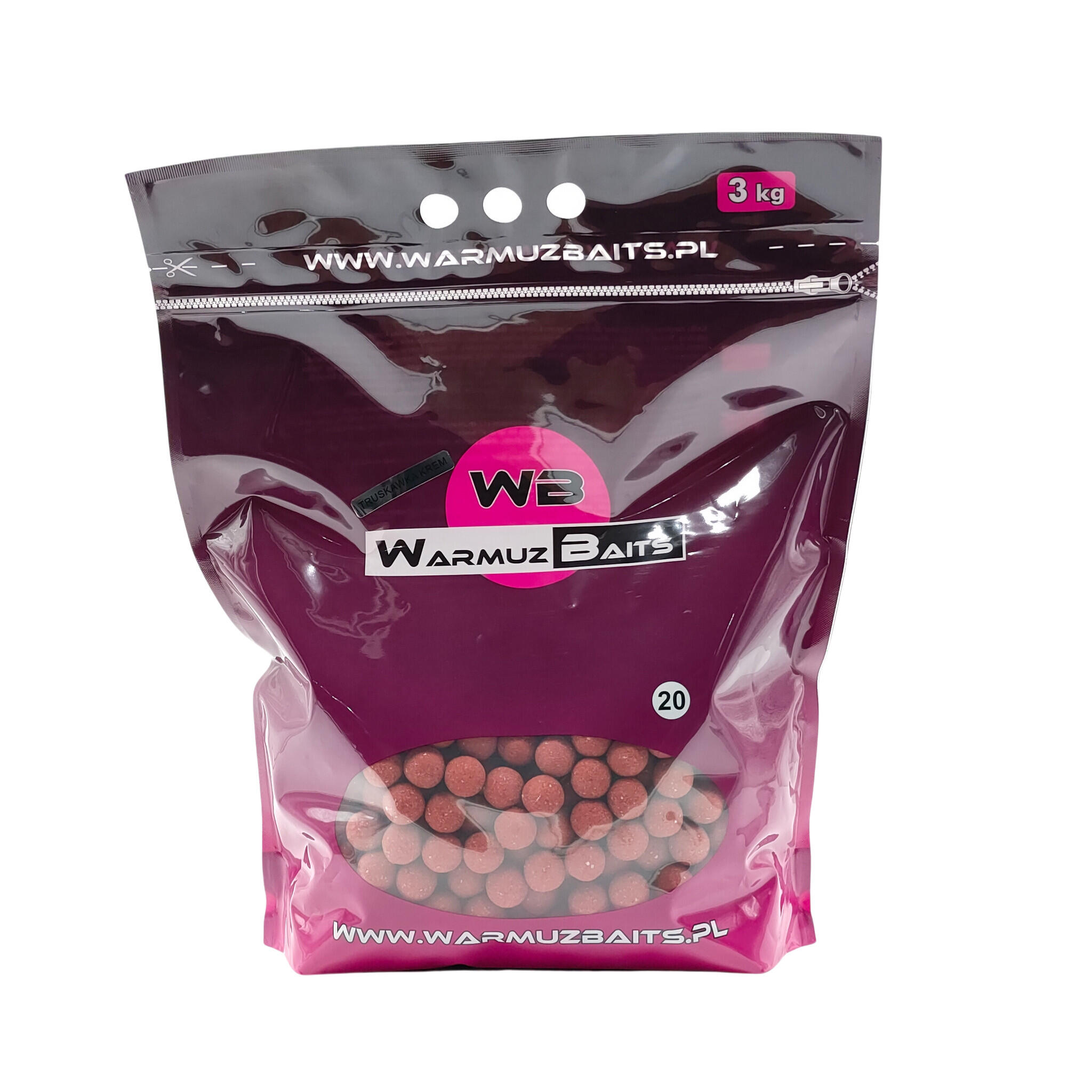 Kulki zanętowe 20mm Warmuz Baits Worek 3kg TRUSKAWKA KREM