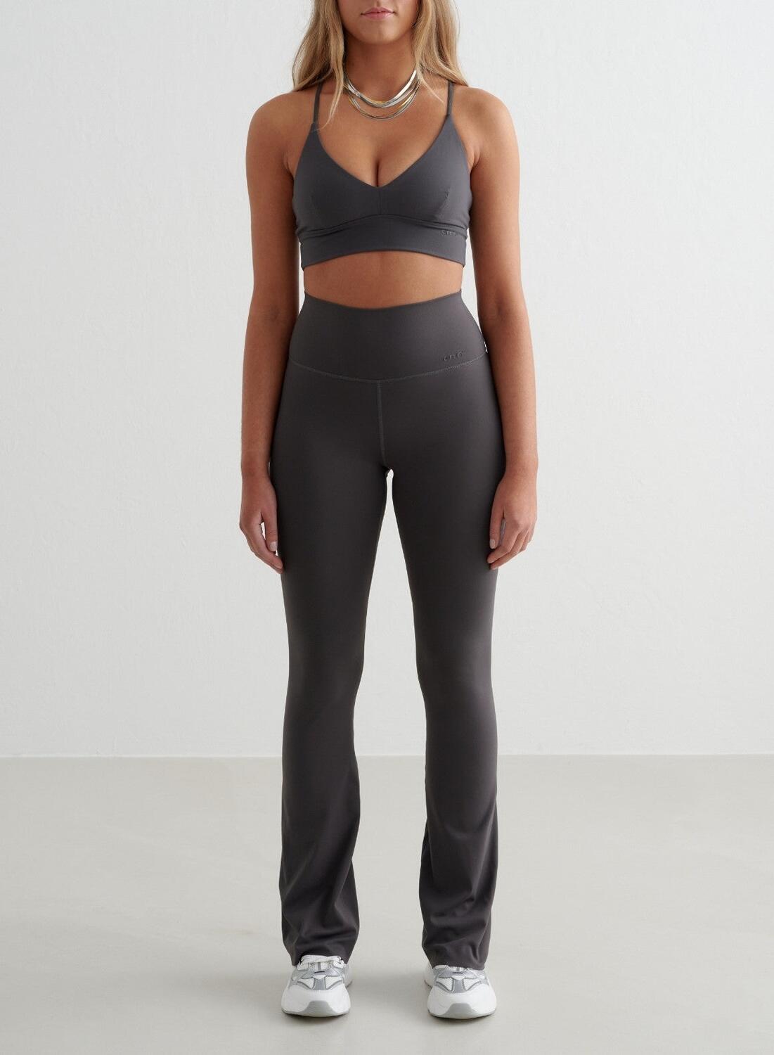 Damskie legginsy rozszerzane nogawki, wysoki stan, squat proof Sense ciemnoszary
