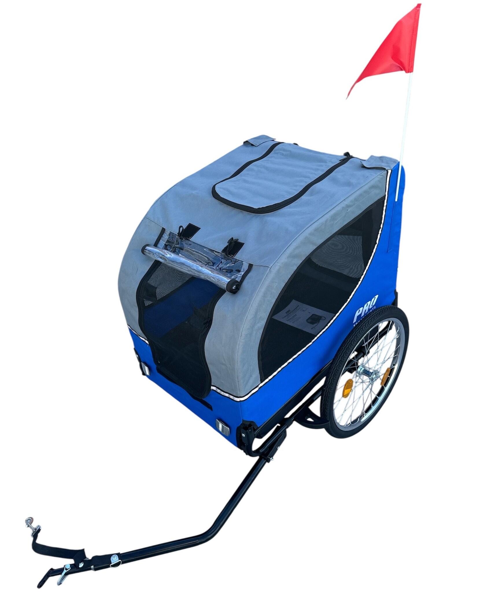 Przyczepka rowerowa dla psów – składana – Deluxe Szara – maks. 30 kg